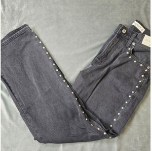 Abercrombie & Fitch Jean 28 Regular High Rise 90s Relaxed Black Studded NEW